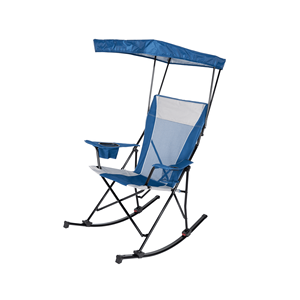 Chaise de camping à bascule en maille avec auvent amovible bleu et gris pour adultes - Product Image 3