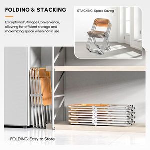 2pcs Orange Transparent Foldable Patio Plastic Folding Chairs Premium Outdoor Furniture - Product Image 6