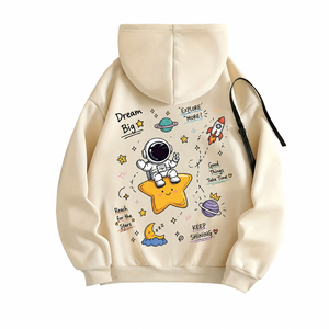 Sweat-shirt à capuche surdimensionné personnalisé avec motif astronaute, en coton et polyester, style streetwear, unisexe - Product Image 1