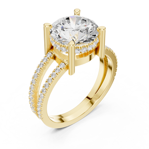3 CT Lab Grown Diamond 14K Solid Gold <b>Split</b> VS VVS EF Round Brilliant Cut Solitaire <b>Ring</b> for Daily Wear Wedding Trendy Style - Product Image 3