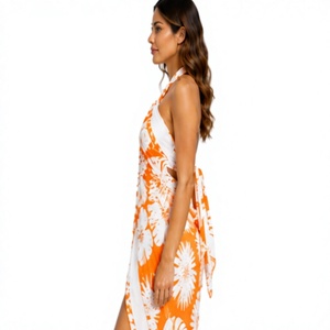 Wholesale Custom Soft Cotton Printed Sarong Tiki Tropical Breathable Wrap <b>Skirt</b> Women Beachwear <b>Swimsuit</b> Cover Resort Poolside - Product Image 6
