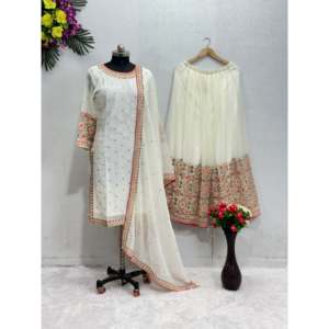 Beau haut et ensemble Plazzo pour femmes avec Dupatta pour les fêtes - Product Image 5