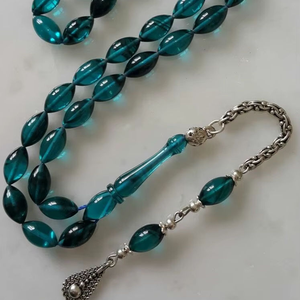 Faturan Religious Love Eco-Friendly Traditional Resin Tasbih <b>Rosary</b> 100% High Quality Handmade 45 Beads Turquoise Color - Product Image 1