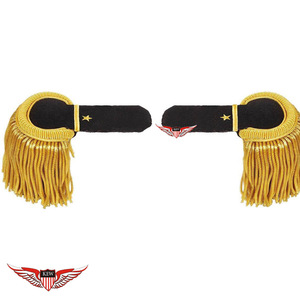 Epaulette de hombro hecho a mano de la mejor calidad, con tela negra francesa Napoleón, bordado dorado y flecos dorados, con hilo de bullion. - Product Image 2