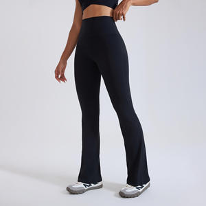 Women's High Waisted <b>Flared</b> Yoga <b>Leggings</b> Solid Color Stretch Full Length Fitness Workout Pants - Product Image 5