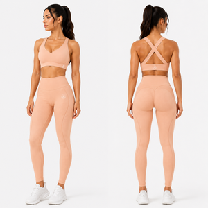 Ensemble de yoga sans couture pour femmes, soutien-gorge de sport, leggings taille haute, vêtements de sport pour la gym, vêtements de fitness, vêtements d'entraînement, logo personnalisé - Product Image 1
