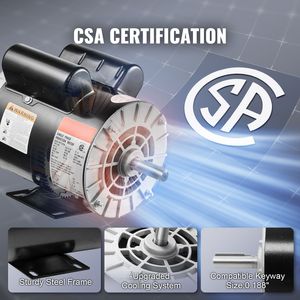 Motor de compresor de aire monofásico de 3.7 HP, 3450 RPM, 230 V, 17.2 amperios, eje con chavetero de 5/8 pulgadas, marco 56, longitud de eje de 1.88 pulgadas, categoría de motores de CA - Product Image 2