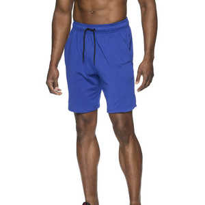 Nuevos pantalones cortos de malla negros para hombre, de cintura alta, lisos, para correr, con cintura elástica - Product Image 1