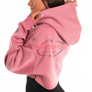 Sudadera con Capucha Rosa para Mujer, Manga Larga, Tejida, 100% Algodón, Impermeable, de Secado Rápido, Transpirable, Informal de Invierno, Lisa en la Parte Delantera - Product Image 4