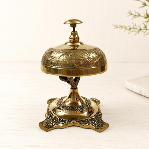 Campana de Mesa de Latón para Recepción, Hotel, Spa, Restaurante y Decoración del Hogar, Campana de Servicio Vintage para Escritorio, Oficina y Mostrador - Product Image 4
