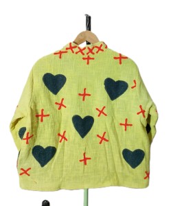 Veste bomber à col montant en tricot fait main de qualité supérieure pour femmes |   Mode ethnique artisanale à motif cœur pour l'automne et l'hiver - Product Image 3