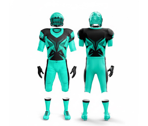 Ensemble d'uniformes de football américain personnalisés, sublimation intégrale |   Ensemble de football avec maillot et pantalon |   Vêtements de sport en polyester respirant - Product Image 5