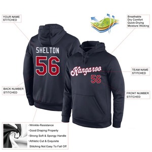 Custom Wholesale <b>Navy</b> Red White Hoodie Stitched Jersey Embroidery Fleece Pullover Breathable Team Sports Training Wear - Product Image 2