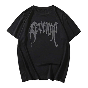 Oversized Plus Size Rhinestone Front Printed T <b>Shirt</b> OEM Service 100% Cotton DTF DTG <b>Y2K</b> Streetwear Hip Hop Washed Unisex - Product Image 1