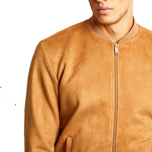 Men’s Tan Suede Bomber Jacket Classic Full-<b>Zip</b> Fashion Jacket with Ribbed Trim & Side Pockets Casual Streetwear Men's Jacket - Product Image 5