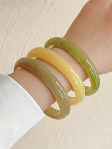 H a CRAFT Women's Classic Party Vintage <b>Resin</b> Bangles & Bracelets Handmade Epoxy <b>Resin</b> Jewelry with Carved Floral Design - Product Image 3