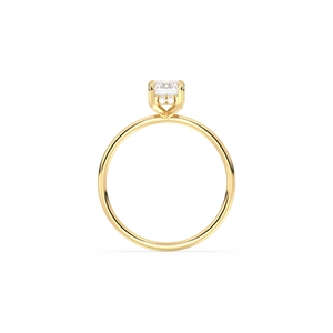 REYES HPHT CVD Lab Grown Diamond Hidden Halo <b>Ring</b> in 14K Solid Yellow Gold Engagement Wedding Gift Fine Jewelry For Women - Product Image 5