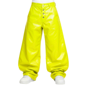 Manufacturer custom-made classic street style elastic waist unisex trousers loose-fitting leather hip-hop trousers for men - Product Image 4