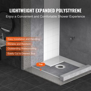 Lightweight EPS 36\" X 36\" <b>Shower</b> Curb Kit with 6.3\" Central Drain and 2 Waterproof Clo <b>Shower</b> <b>Trays</b> Installation Kits - Product Image 4