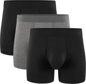 Calzoncillos bóxer para hombre 100% algodón, color negro sólido, transpirables, al mejor precio. - Product Image 1