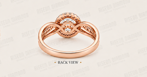 <b>Infinity</b> Halo Diamond Engagement Ring <b>Rose</b> Gold Elegant Crossover Pavé Round Cut Fine Bridal Jewelry Modern Anniversary Gift - Product Image 6
