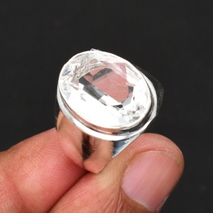 White Topaz Silver <b>Ring</b> 925 Silver <b>Crystal</b> <b>Ring</b> Men's Handmade <b>Ring</b> Elegant Jewelry - Product Image 1