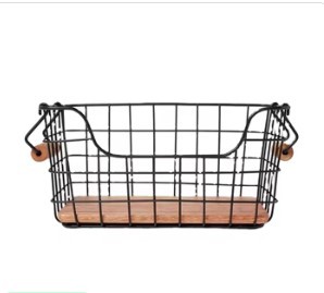 Eco Friendly Iron Wire Fruits <b>Basket</b> With Copper Handle Black Powder Coating Finished Rectangular Shape Large Size Customized - Product Image 6
