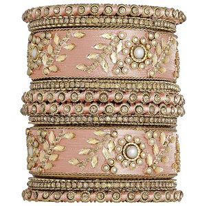 Trendy Handmade Silk Thread Kundan & Stone Studded Chuda Bangles Set <b>Gift</b> for Women Wedding Bangles - Product Image 1