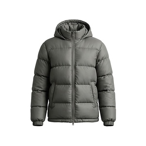 Hooded Quilted Waterproof <b>Bubble</b> Jacket Black Full Sleeve Winter Windproof Cotton Shell Knitted Fabric Polyester Filling Stand - Product Image 1