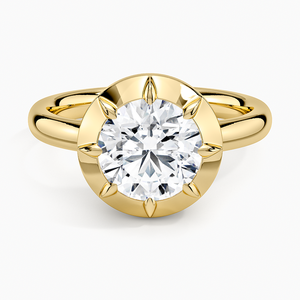 Bague de fiançailles solitaire en diamant avec halo festonné - Product Image 1
