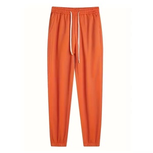 Pantalon de survêtement pour homme, orange, taille élastique avec cordon de serrage, poches latérales, décontracté, respirant, léger, pour l'automne - Product Image 1