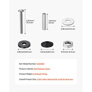 Kit di bulloni per sedile WC in acciaio inossidabile resistente da 2 pezzi, bulloni universali di ricambio per cassetta WC con viti, bulloni per mobili - Product Image 4