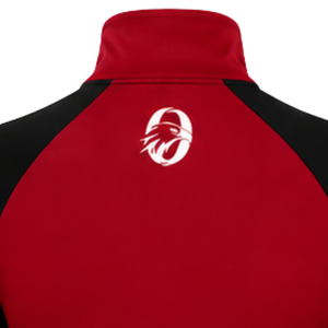 Women Quarter Zip Athletic <b>Top</b> Crimson <b>Red</b> <b>Long</b> <b>Sleeve</b> Fitted Sports Training Shirt High Collar Thumbhole Performance Activewear - Product Image 4