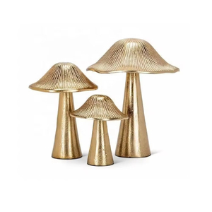 Mushroom Gold Finished Sculpture <b>Decorative</b> <b>Table</b> Object For Home Interior Centerpiece Modern Artistic Display And Accent - Product Image 1