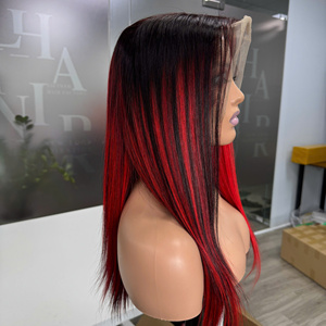 Prix usine 100% brut vierge vietnamien humain dentelle perruque trame os droit rouge Piano couleur Super Double dessiné Extensions de cheveux - Product Image 5