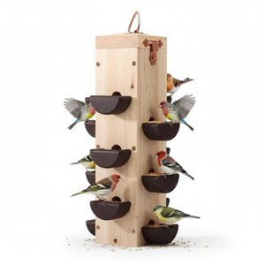 Comedero para Pájaros de Madera de Pino Rústico con Techo de Metal de Cobre - Hecho a Mano, Venta al Por Mayor - Product Image 5