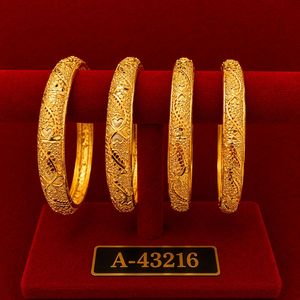 Classic 24K Gold Plated Alloy <b>Bangles</b> with Geometric Pattern Trendy for Women Wedding A-43216 - Product Image 1
