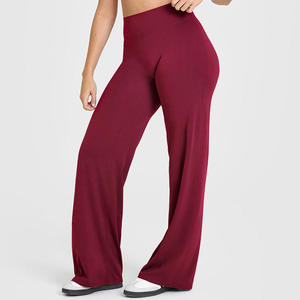 Pantalon de jogging color block taille haute coupe ample jambe droite avec poches, confortable et respirant pour le fitness et le yoga - Product Image 1