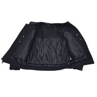 Veste en cuir bomber pour homme en véritable peau d'agneau, col montant, logo sur le devant, boutons recouverts, streetwear, hiver, noir, décontracté