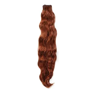 Extensions à clipser en cheveux humains indiens Remy longs roux, densité 100%, base en soie, ondulation naturelle, ensemble complet pour la tête avec couleurs personnalisables - Product Image 1