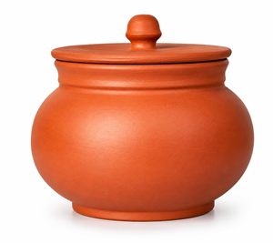 Olla de terracota hecha a mano con tapa, recipiente de barro natural para servir, olla de arcilla para curar queso. - Product Image 1