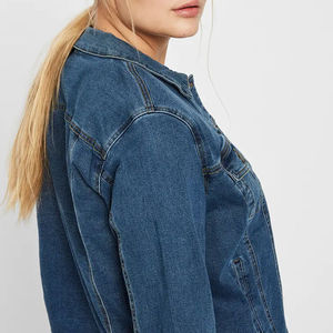 Women's <b>Customized</b> Logo Single Button Light-Weight <b>Denim</b> <b>Jacket</b> Solid Pattern Autumn Woven Breathable Eco-Friendly Windproof - Product Image 6