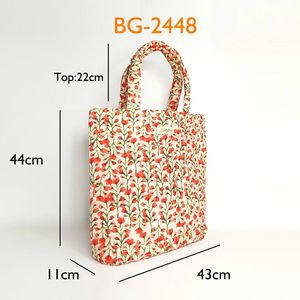 New Arrivals Digital Printing Polyester Custom Cotton Quilted Puffy Handbag Tote <b>Bag</b> with Custom Printed logo Zipper - Product Image 3