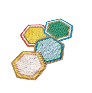 Ethnic Buddhism Handmade Seed Bead <b>Coaster</b> for Coffee Table Custom Size <b>Beaded</b> Embroidery Drink <b>Coasters</b> Custom - Product Image 6