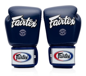 Gants de boxe MMA Fairtex en cuir véritable personnalisés pour l'entraînement et le sparring - Bleu marine - Product Image 2