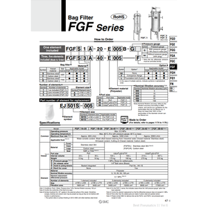 Filtre à air pneumatique SMC FGFS1A-20-E025B filtre à manches avec un élément - Product Image 1