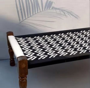 Handwoven Woven Rectangle Modern Bohemian Charpai <b>Bench</b> Artisanal Traditional Indian Design Eco-Friendly Durable Indoor <b>Wooden</b> - Product Image 2
