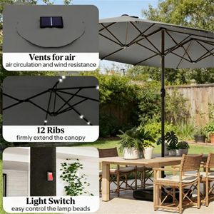 Sombrilla de Jardín Solar con Base Gris, Sombrilla para Patio Exterior - Product Image 3