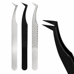 Pinzas de Precisión para Pestañas de Acero Inoxidable con Punta Lisa en Ángulo de 45 Grados para Extensión de Pestañas - Product Image 1