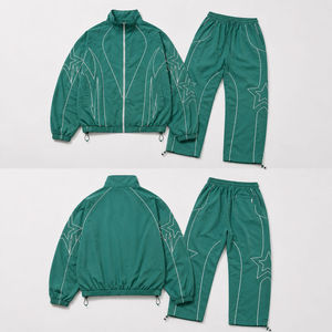 Conjunto Deportivo Verde para Hombre, Chaqueta con Cierre y Pantalones Holgados, Estilo Urbano - Product Image 2